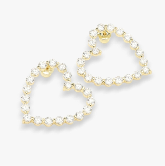 Melinda Maria She's An Icon Diamondette Heart Earrings New - Gold FIRM ✨️ - Picture 2 of 2